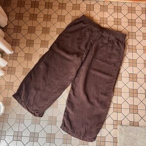Womens Ischiko Brown Linen-Lyocell barrel Pants
